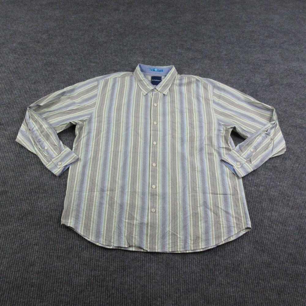 Tommy Bahama Shirt Mens 2XL Multicolor Striped Button Up Relaxed Fit Long Sleeve